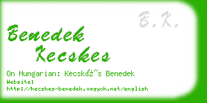 benedek kecskes business card
